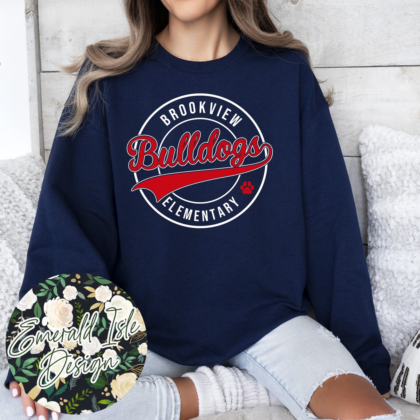 Brookview Elementary Metallic Puff Circle Design