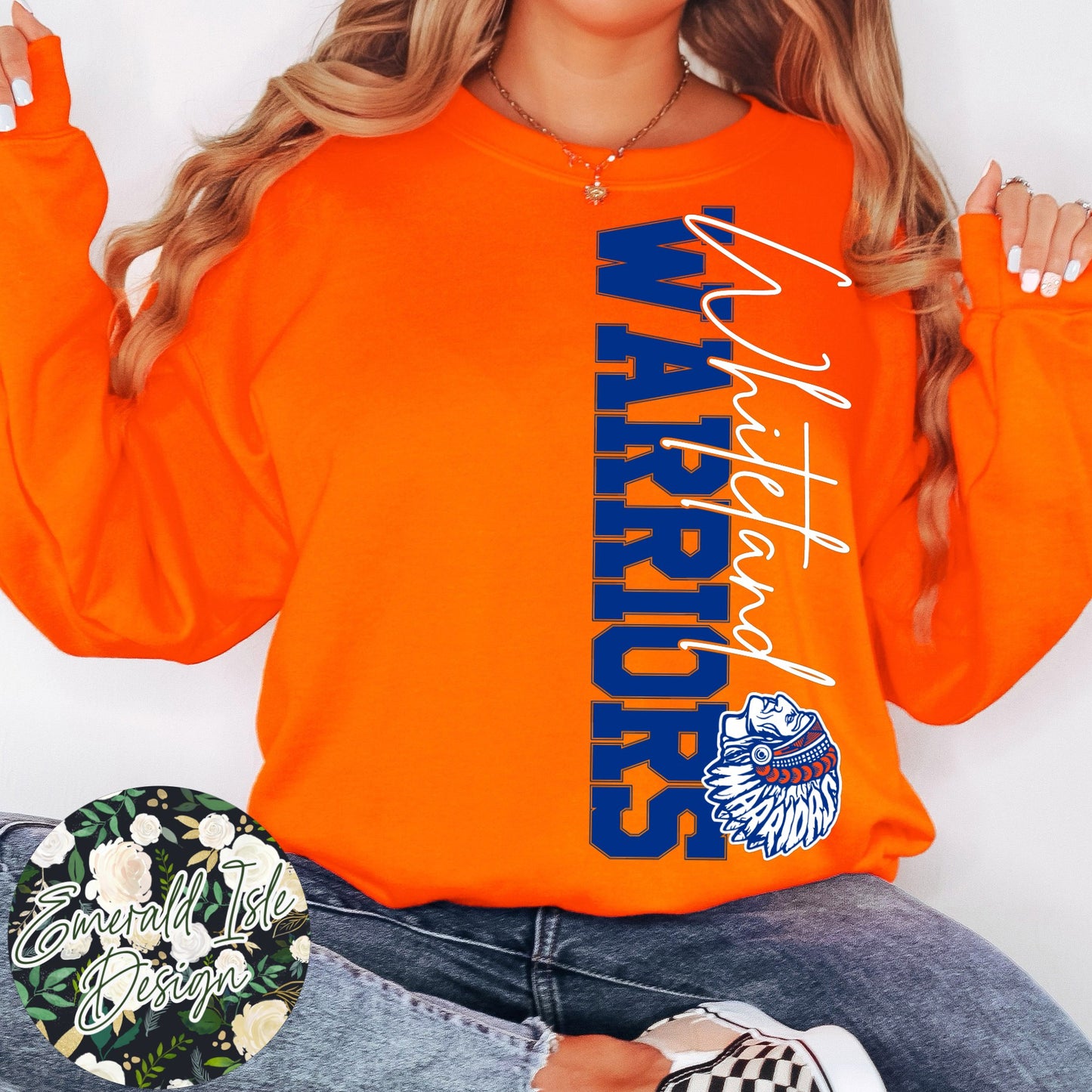 Whiteland OVERSIZED Vertical Varsity Design Crewneck Sweatshirt