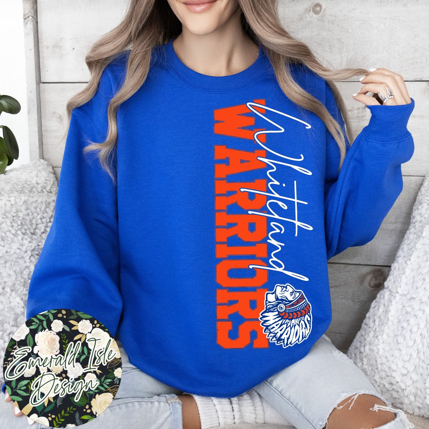 Whiteland OVERSIZED Vertical Varsity Design Crewneck Sweatshirt