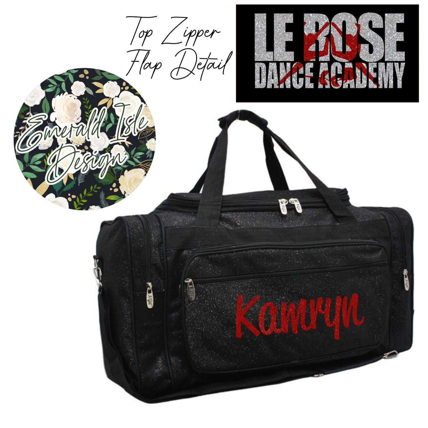23" Black Glitter Duffle Bag
