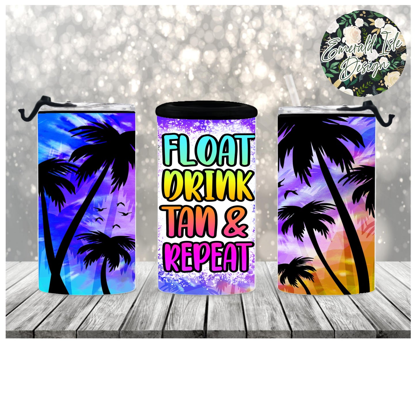 Float Drink Tan & Repeat Purples Tumbler OR 4 in 1 Can Cooler