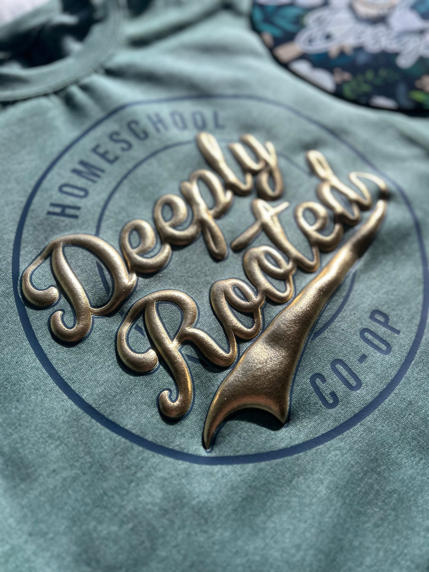 Deeply Rooted Homeschool Co-op Metallic Puff Design