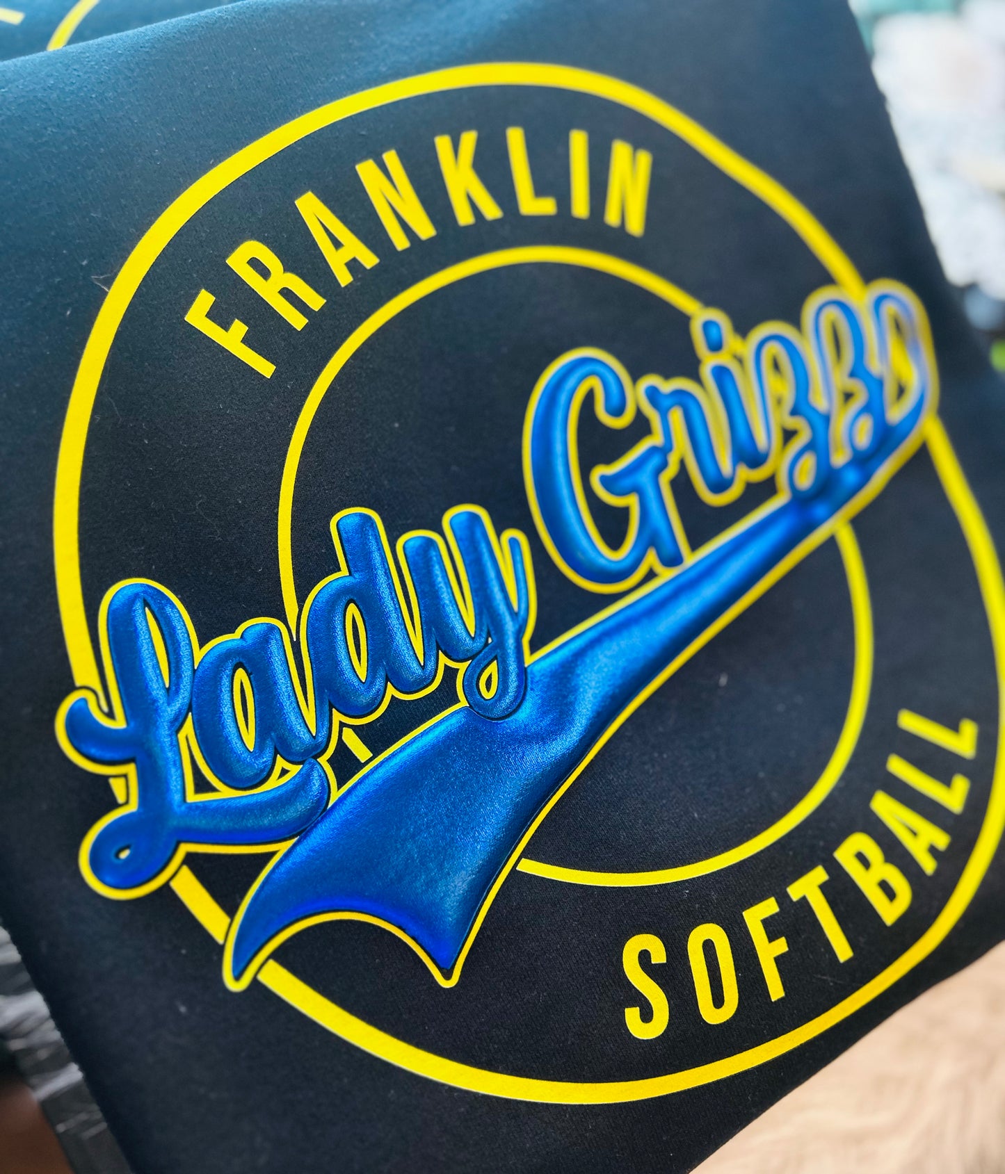 Franklin Lady Grizz Softball Metallic Puff Design
