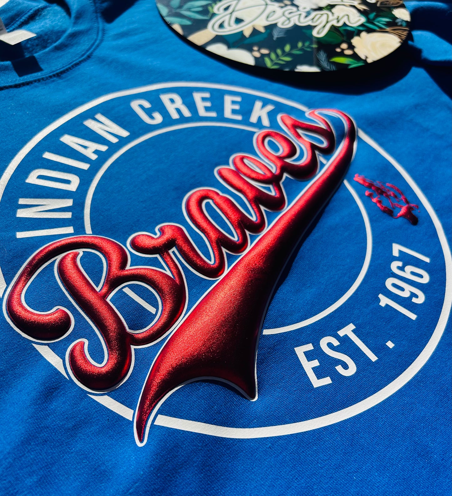 Indian Creek Braves Metallic Puff Circle Design