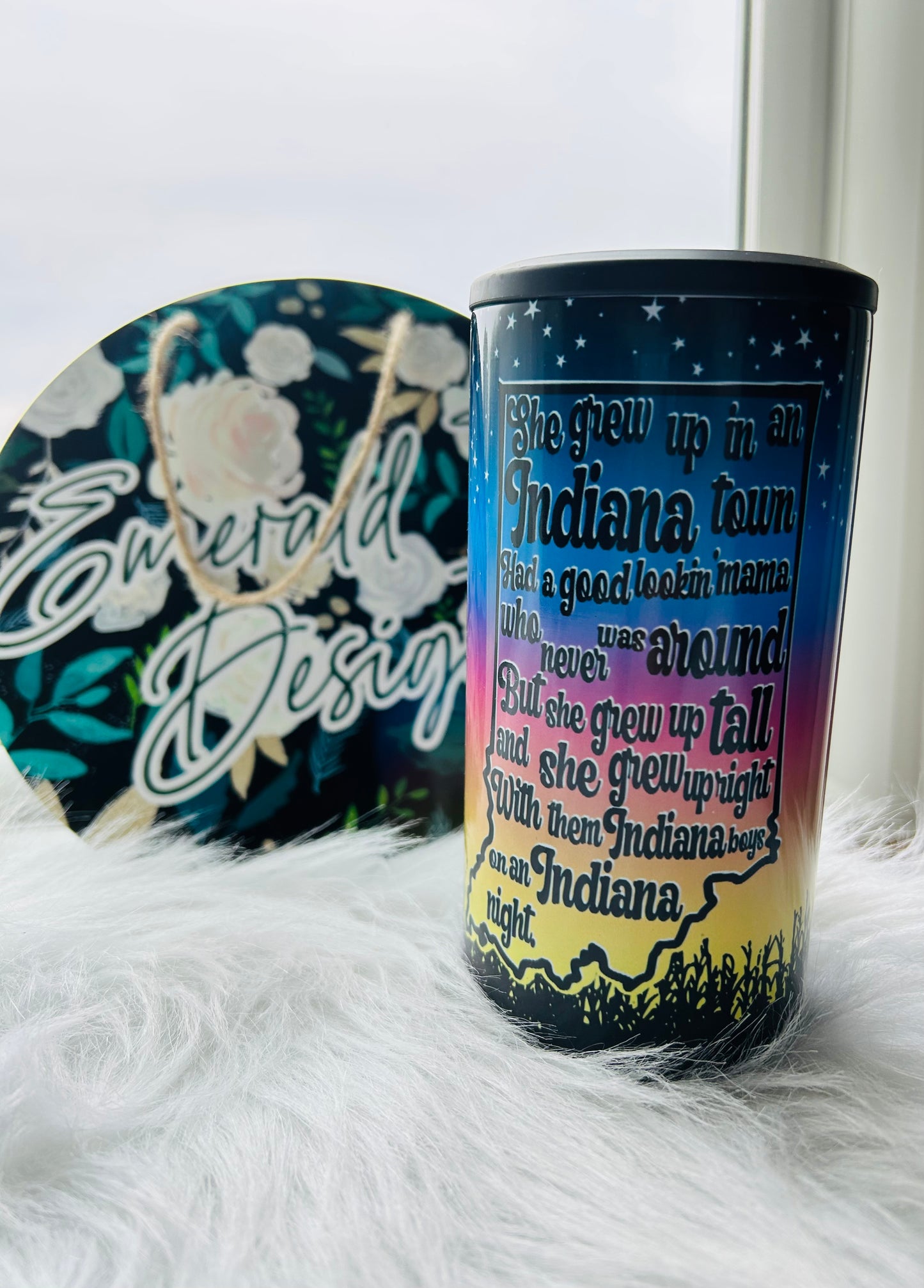 She Grew Up in an Indiana Town Tumbler OR 4 in 1 Can Cooler