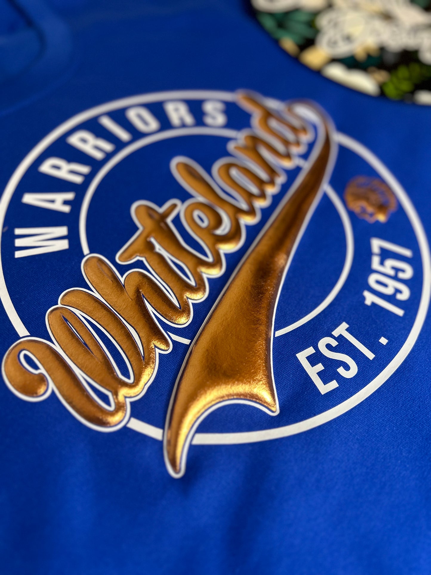 Whiteland Warriors Metallic Puff Circle Design