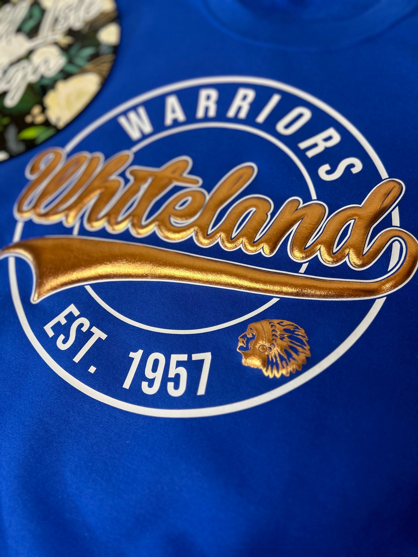 Whiteland Warriors Metallic Puff Circle Design