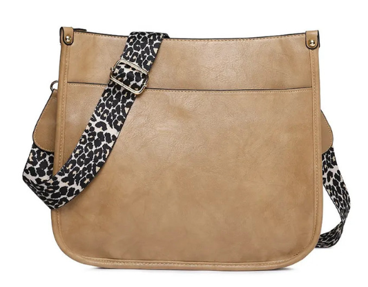 Honey Blonde BohoVintage Crossbody with Leopard Strap