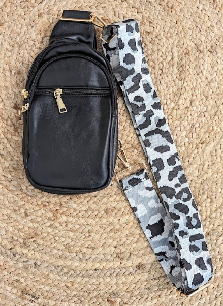 Black Leopard Sling Crossbody