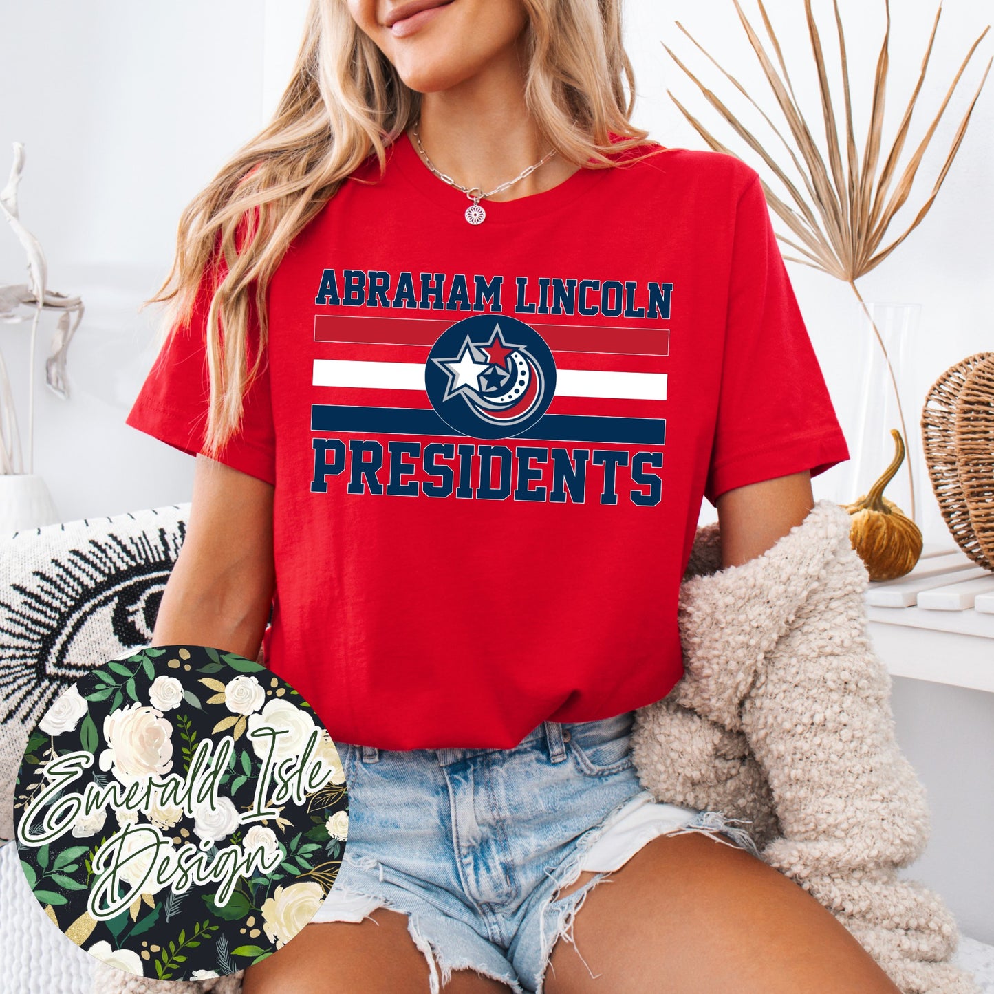 Abraham Lincoln Presidents Mascot Stripe Design