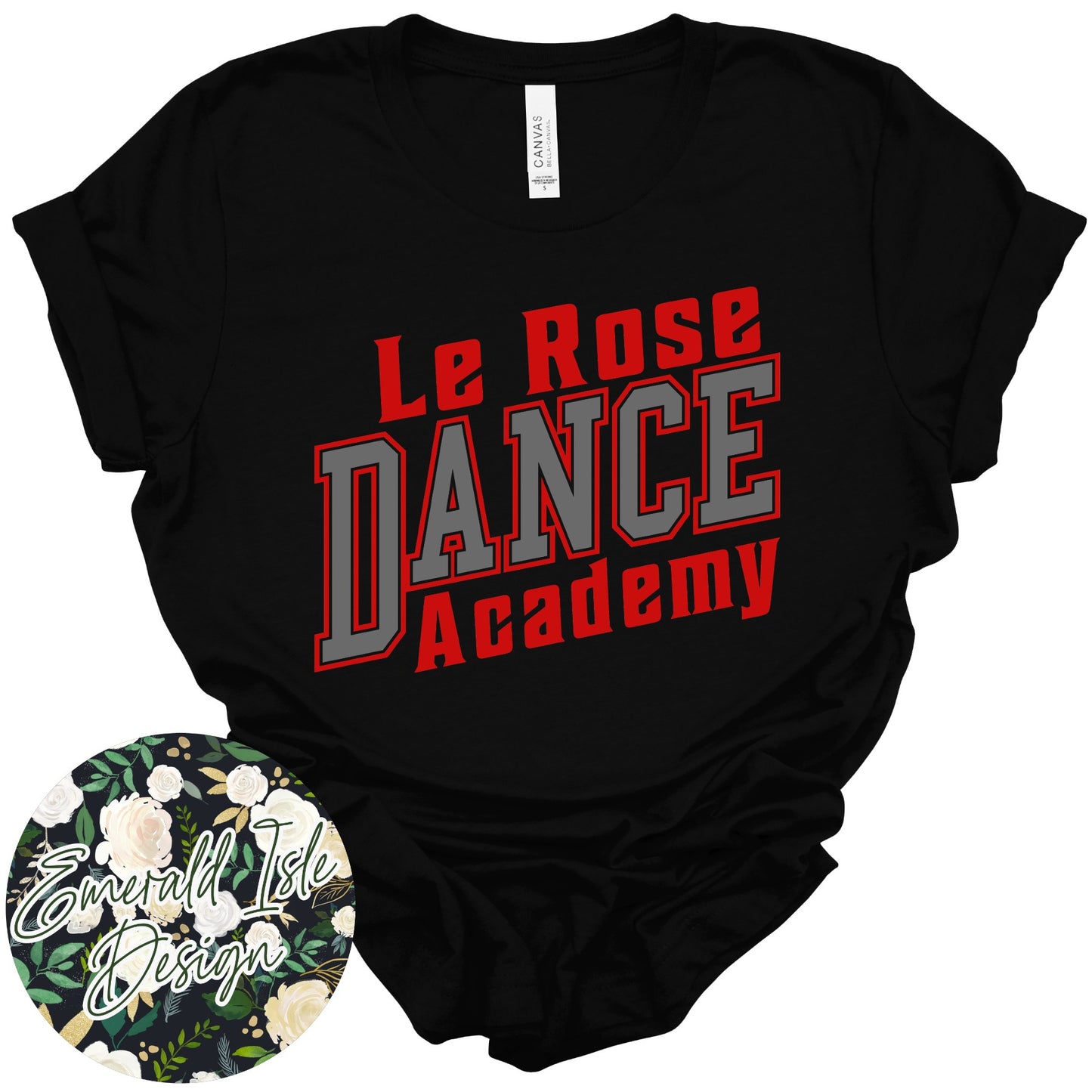 Le Rose Dance Academy Slant Design with Options for Flat Gray OR Silver Glitter
