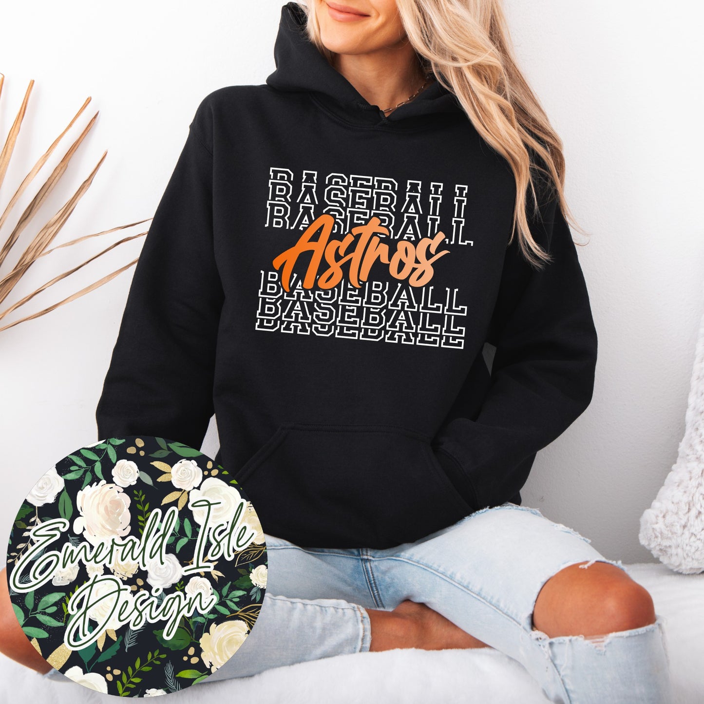 Astros Baseball Repeat Metallic Puff Design