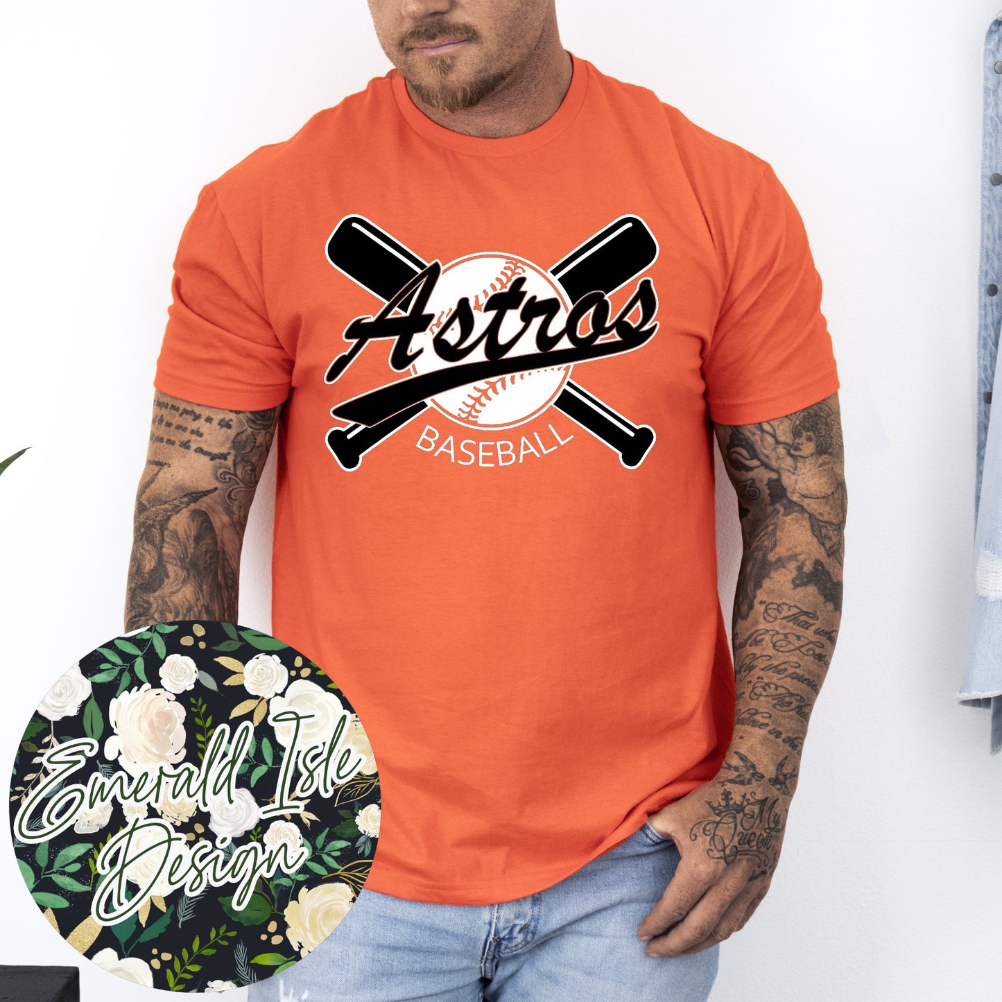 Astros Baseball Crossed Bats Design