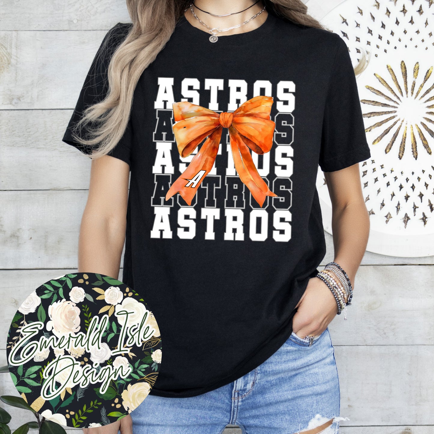 Astros Softball Coquette Bow Design