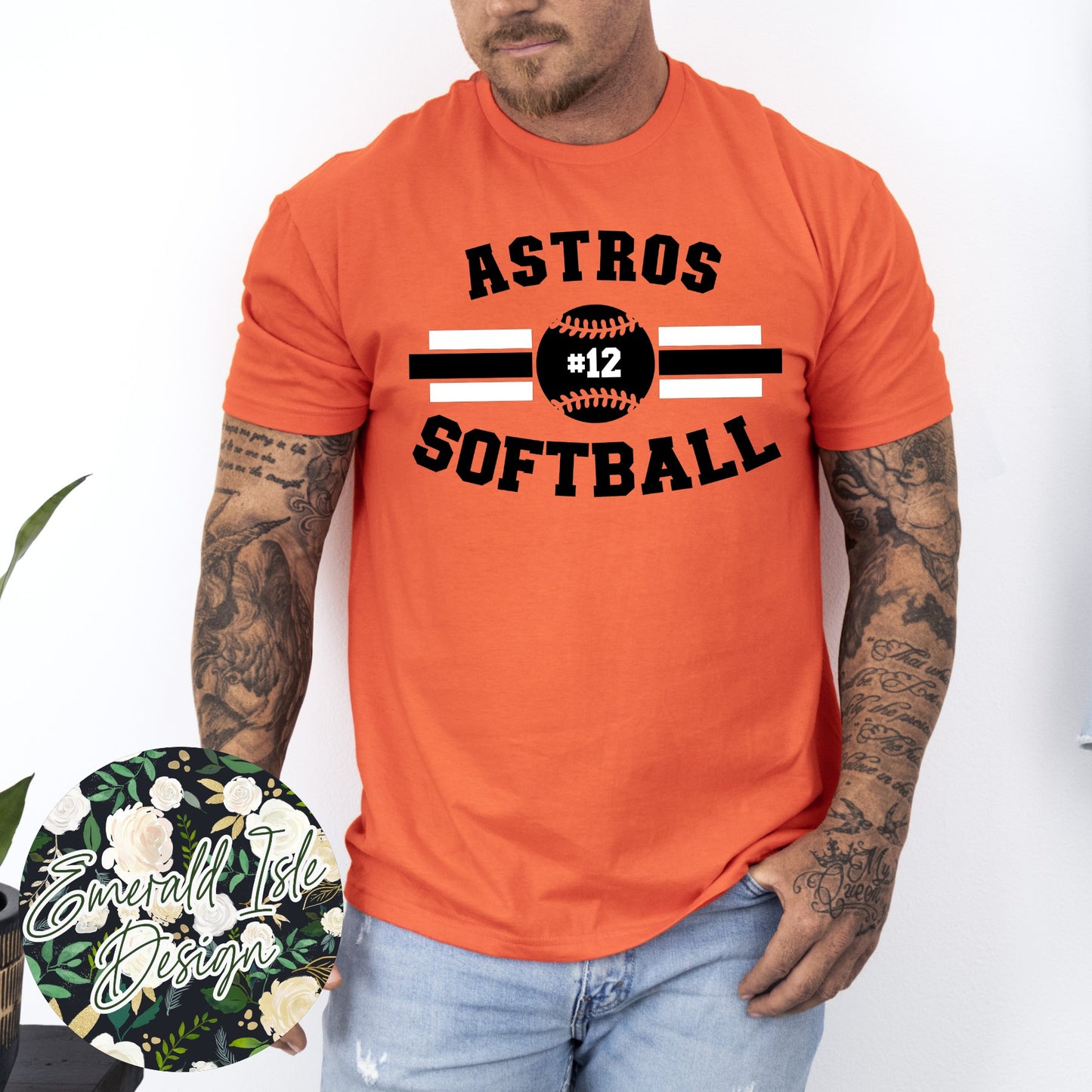 Astros Softball Stripes Design with CUSTOM NUMBER
