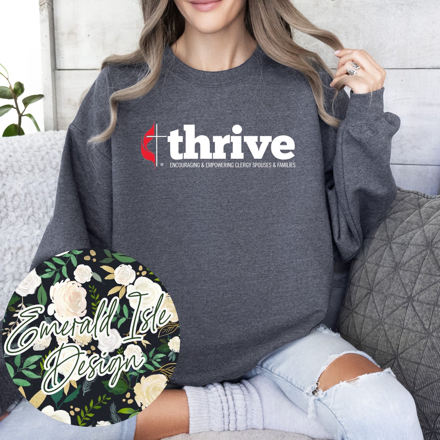Thrive Basic Logo Crewneck Sweatshirt for Adults and Youth