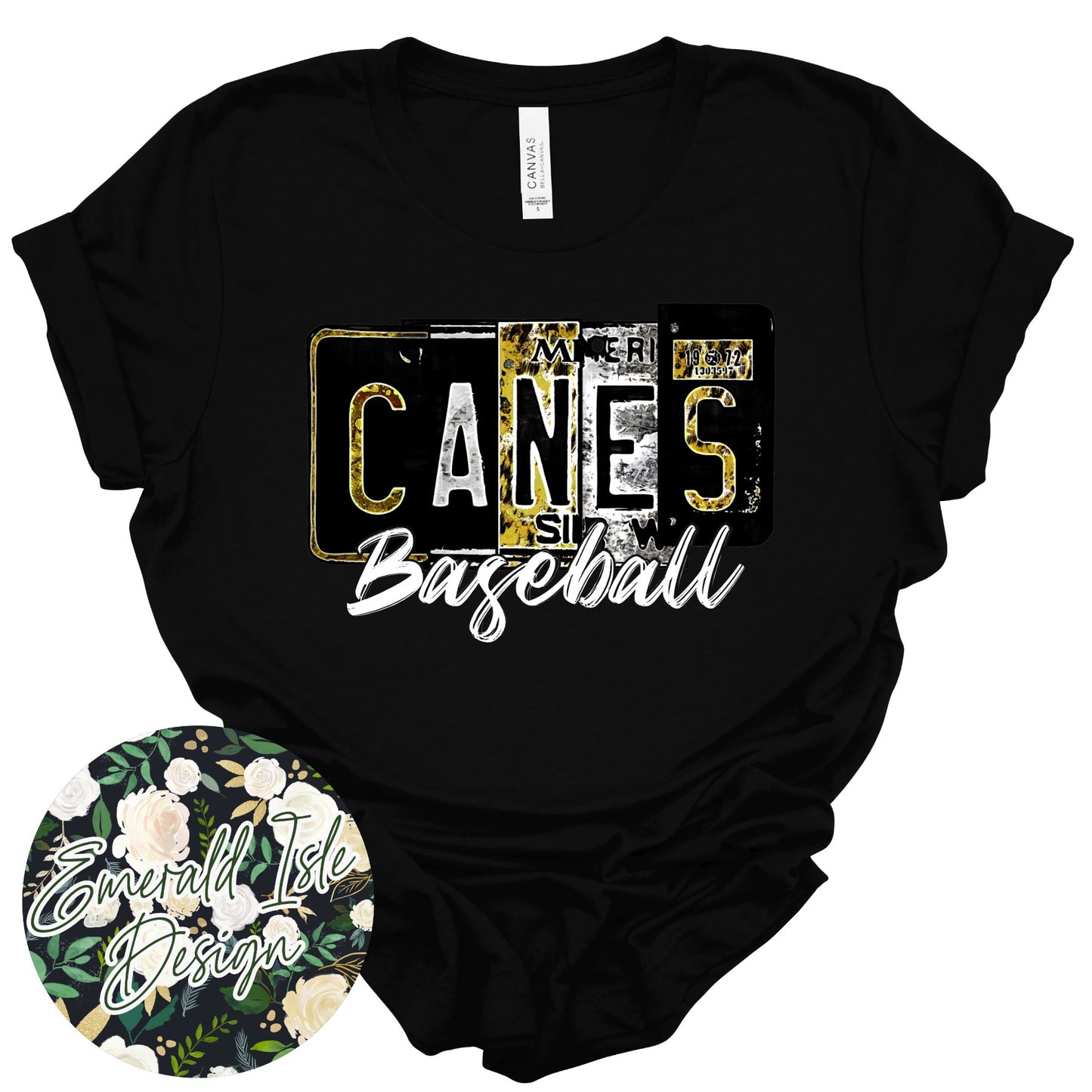 Canes Baseball License Plate Design