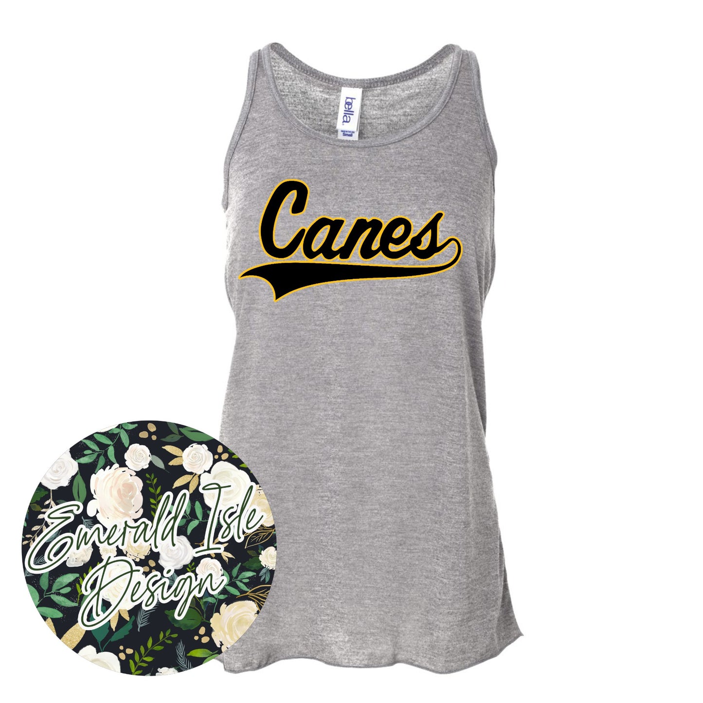 Canes Cursive Design Ladies Racerback Tank