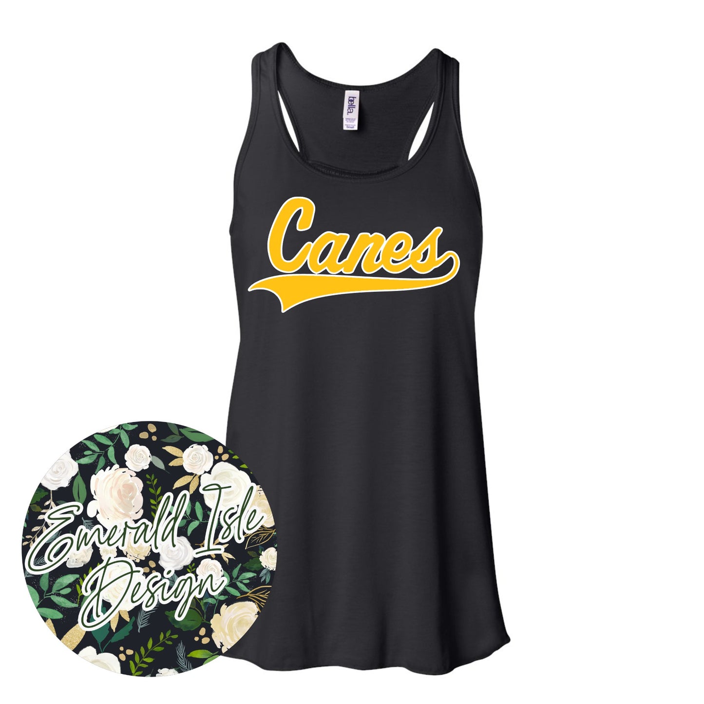 Canes Cursive Design Ladies Racerback Tank