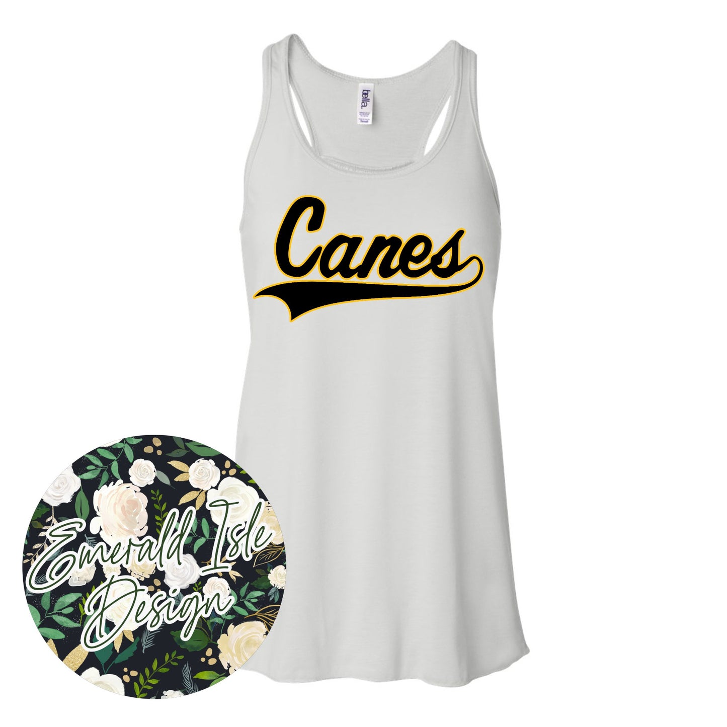 Canes Cursive Design Ladies Racerback Tank