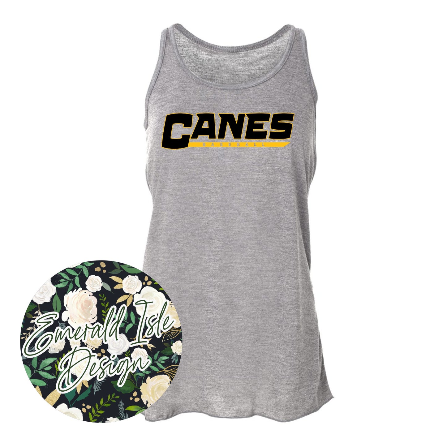 Canes Baseball Underline Design Ladies Racerback Tank