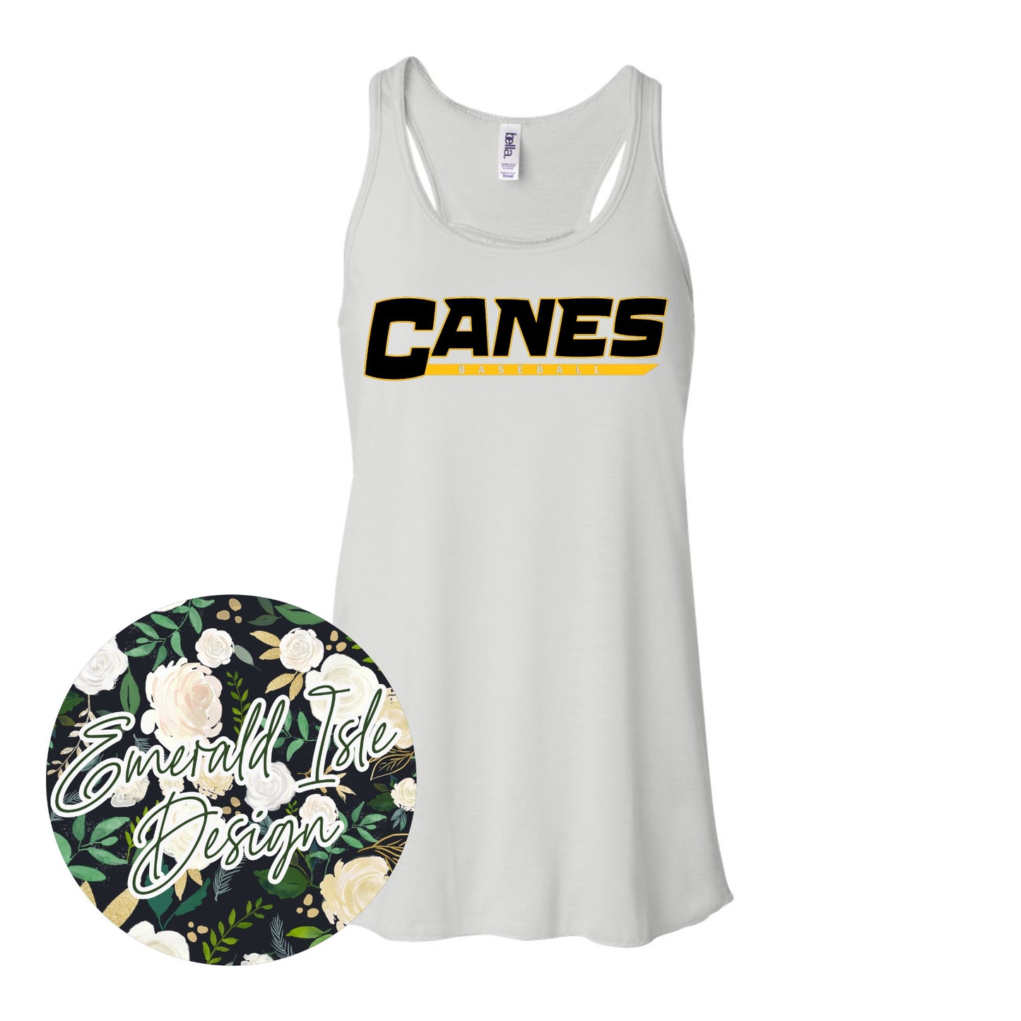 Canes Baseball Underline Design Ladies Racerback Tank
