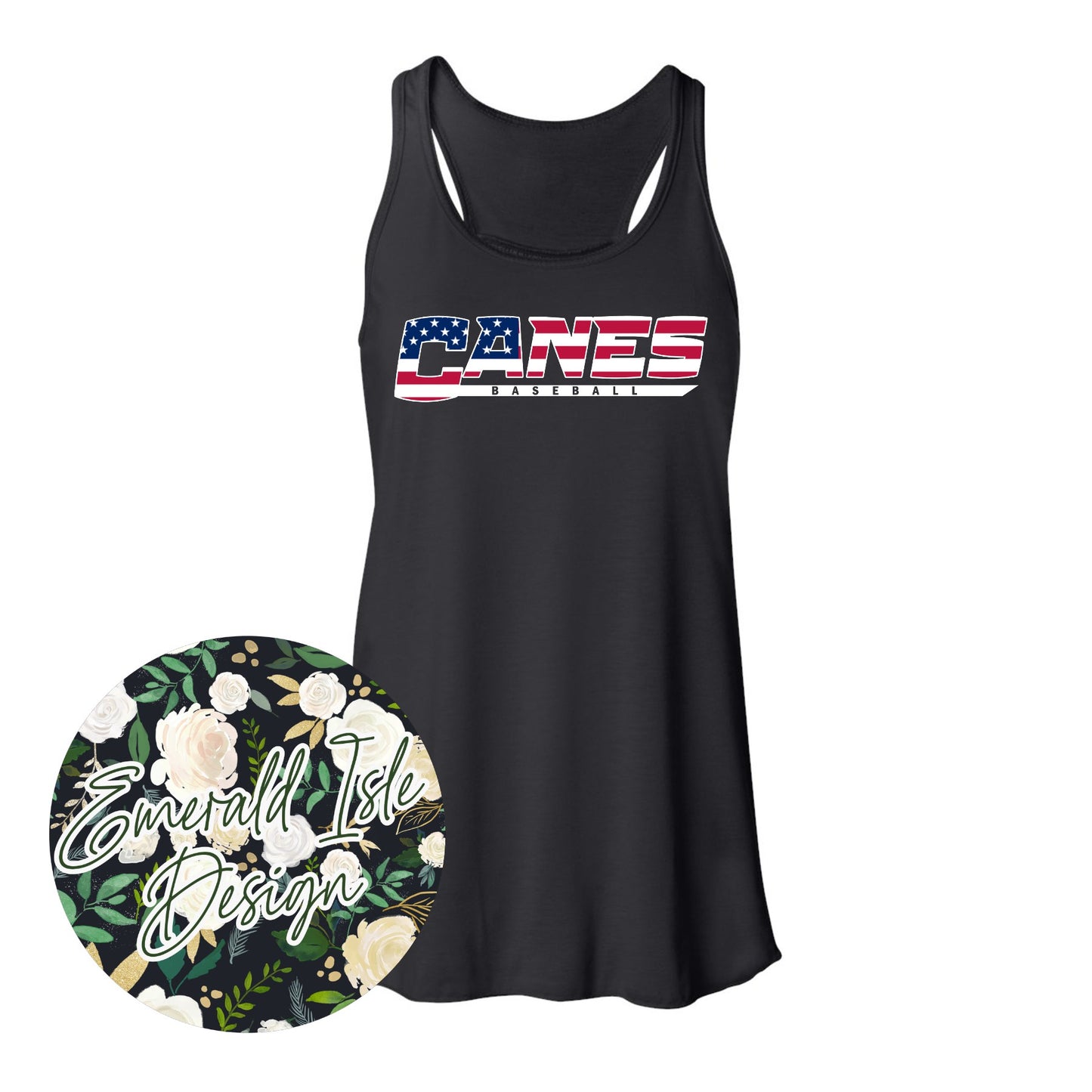 Canes Baseball Underline American Flag Design
