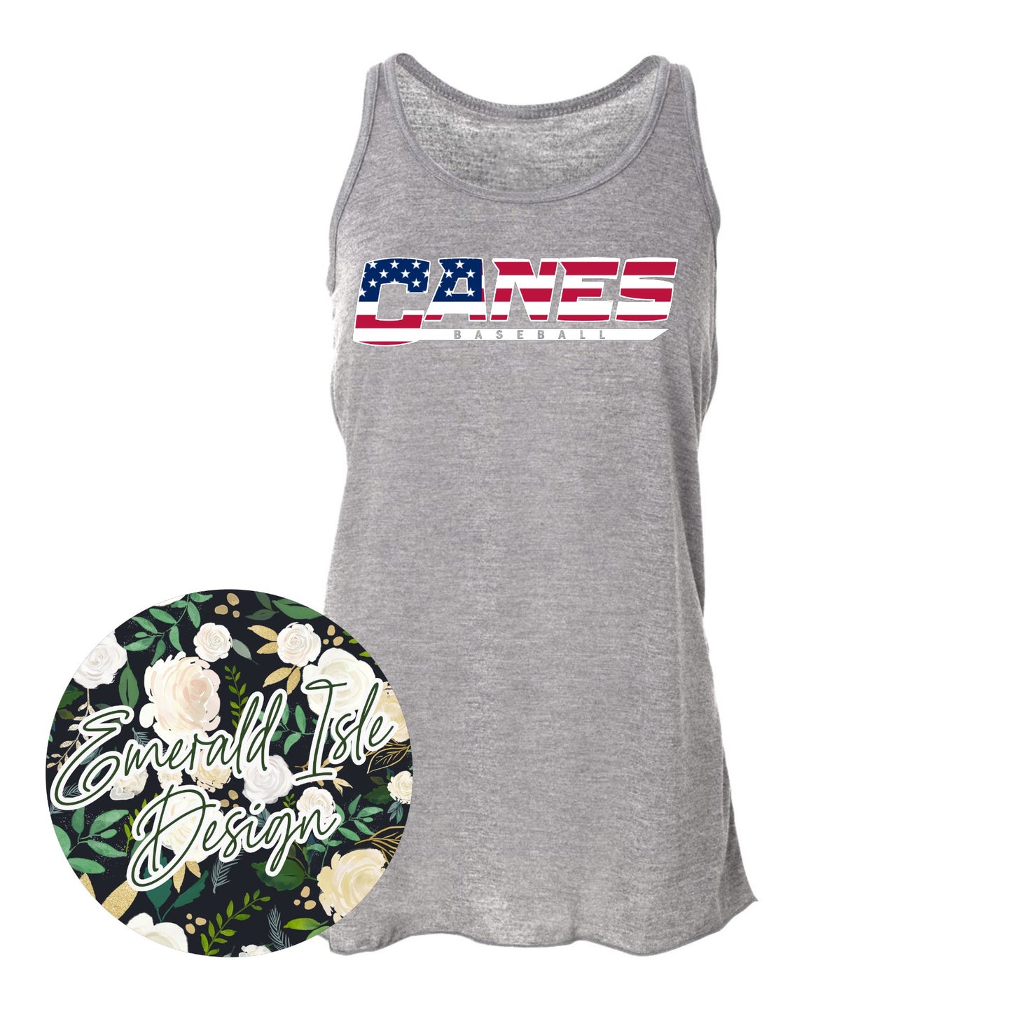 Canes Baseball Underline American Flag Design