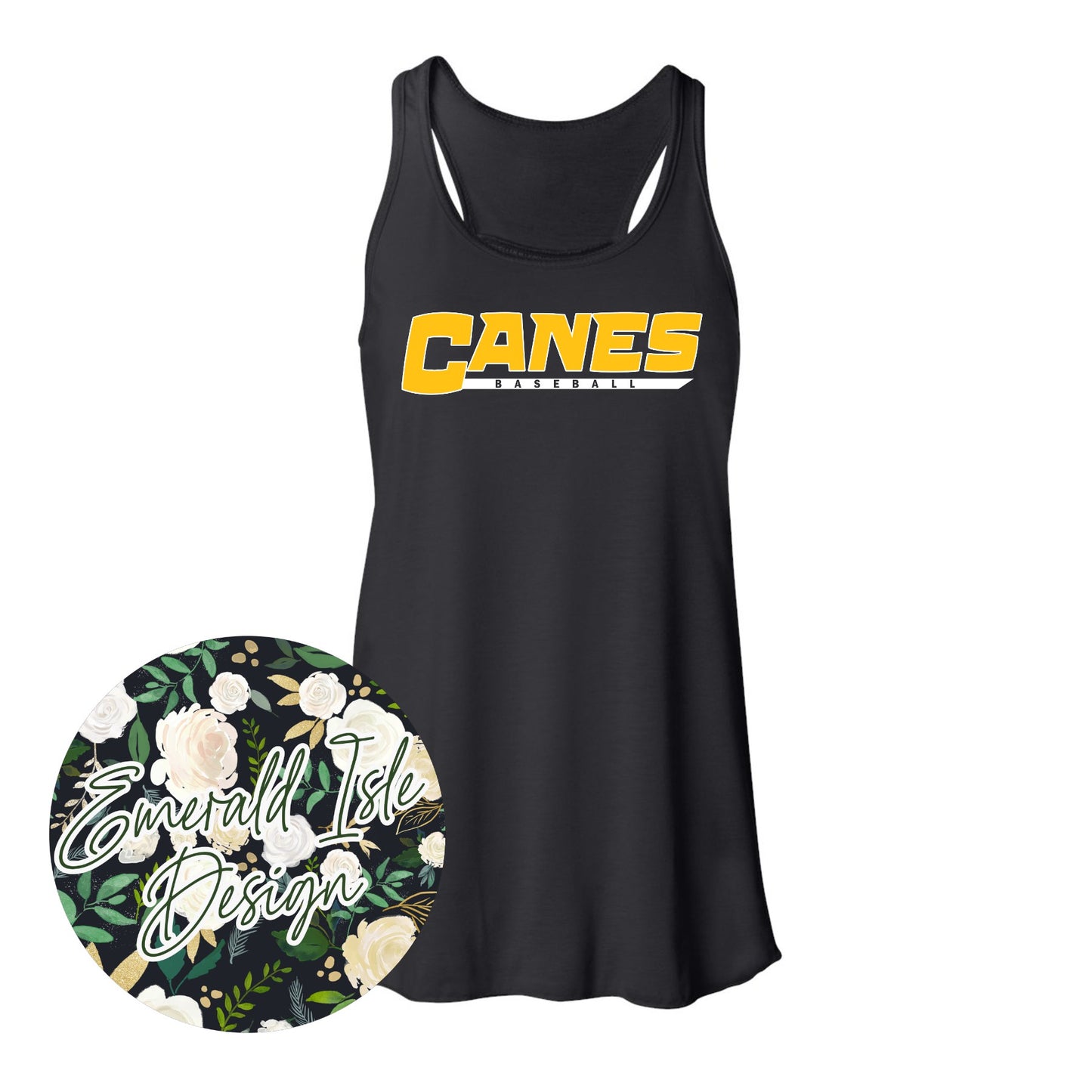 Canes Baseball Underline Design Ladies Racerback Tank