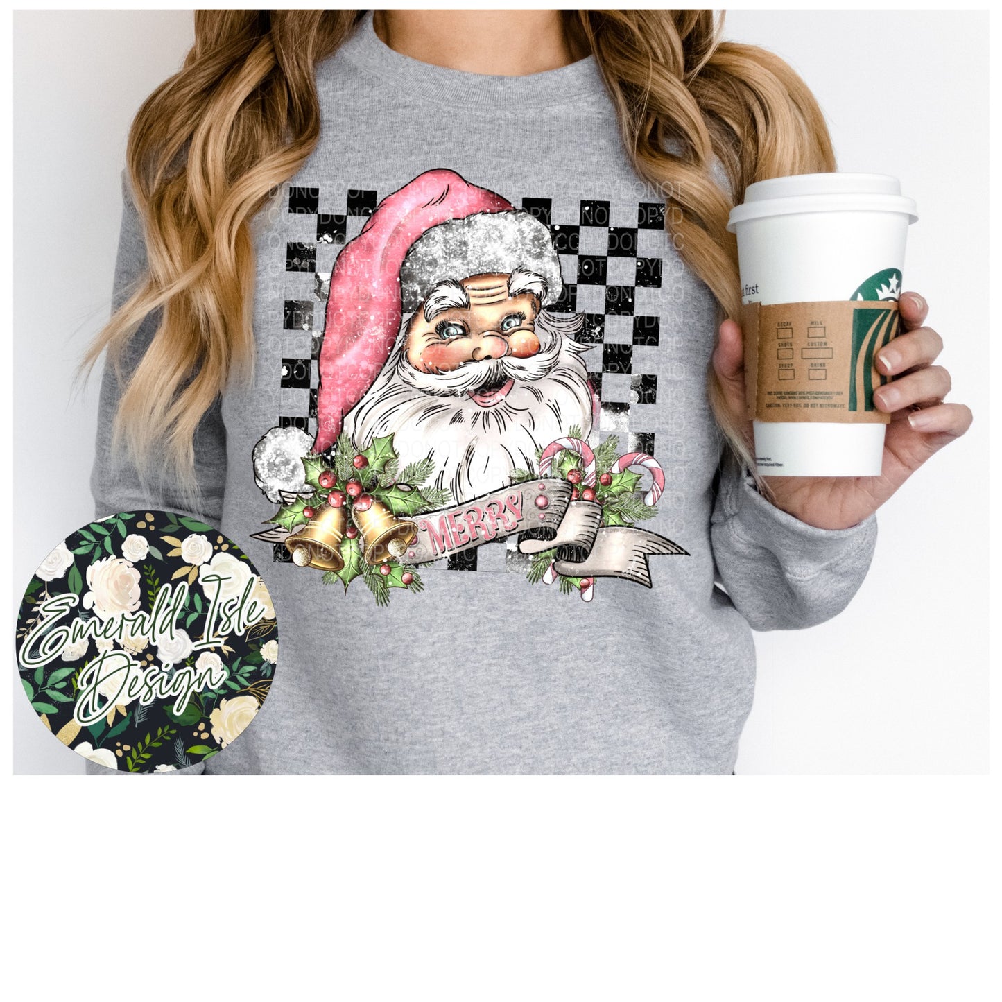Retro Checkered Santa Design