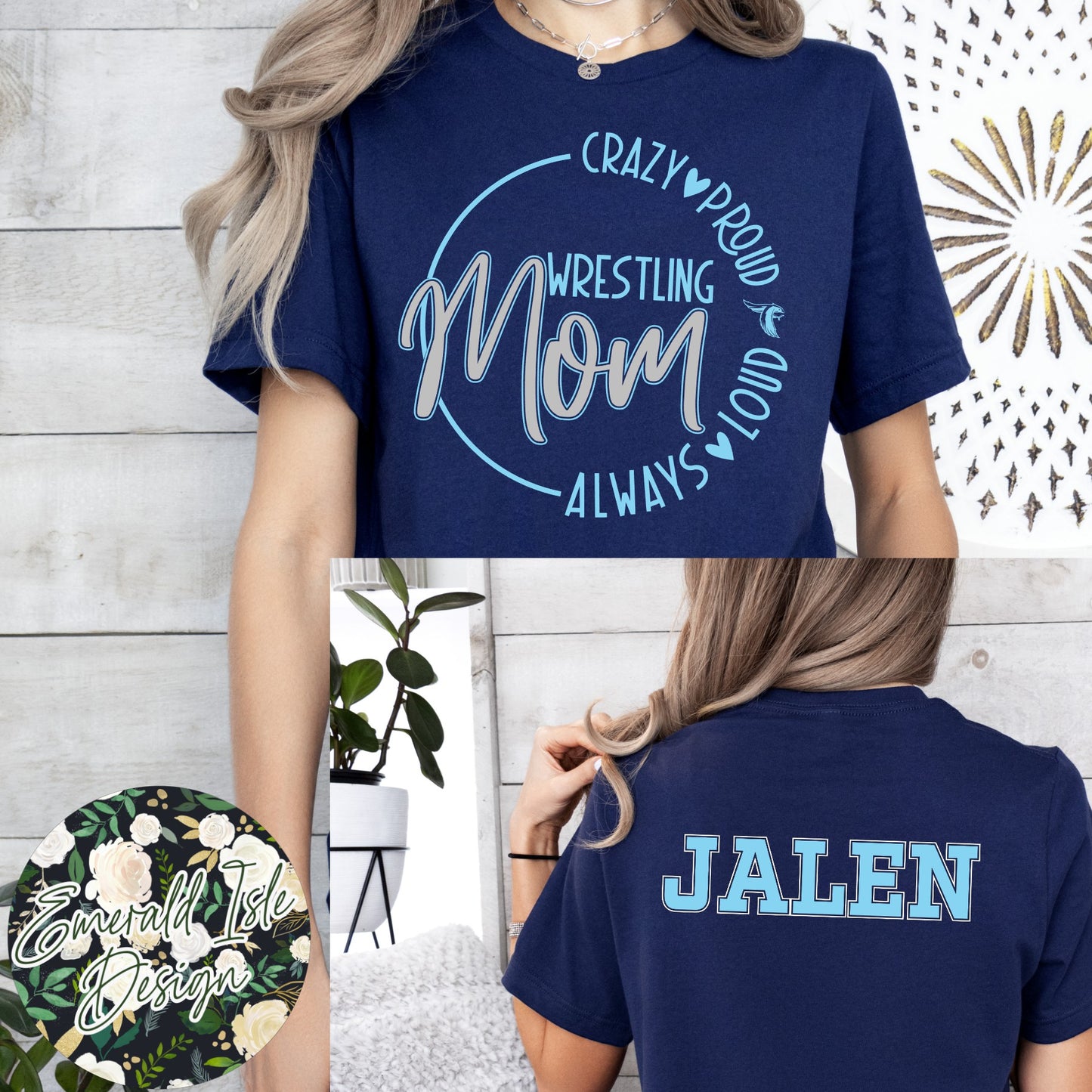 Crazy Proud Falcon Wrestling Metallic Puff "Mom" Design with Flat Custom Back