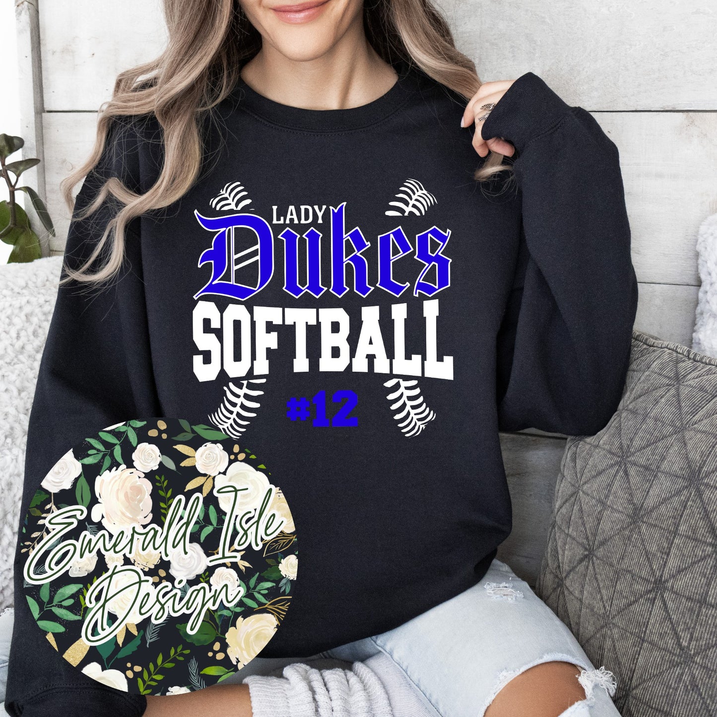Lady Dukes Softball Custom Number Design