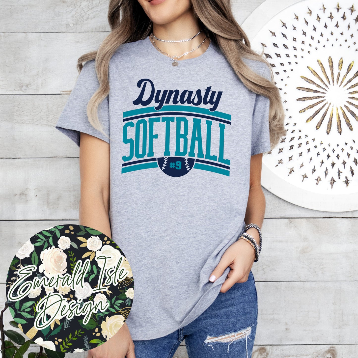 Dynasty Curved Softball Design with CUSTOM NUMBER
