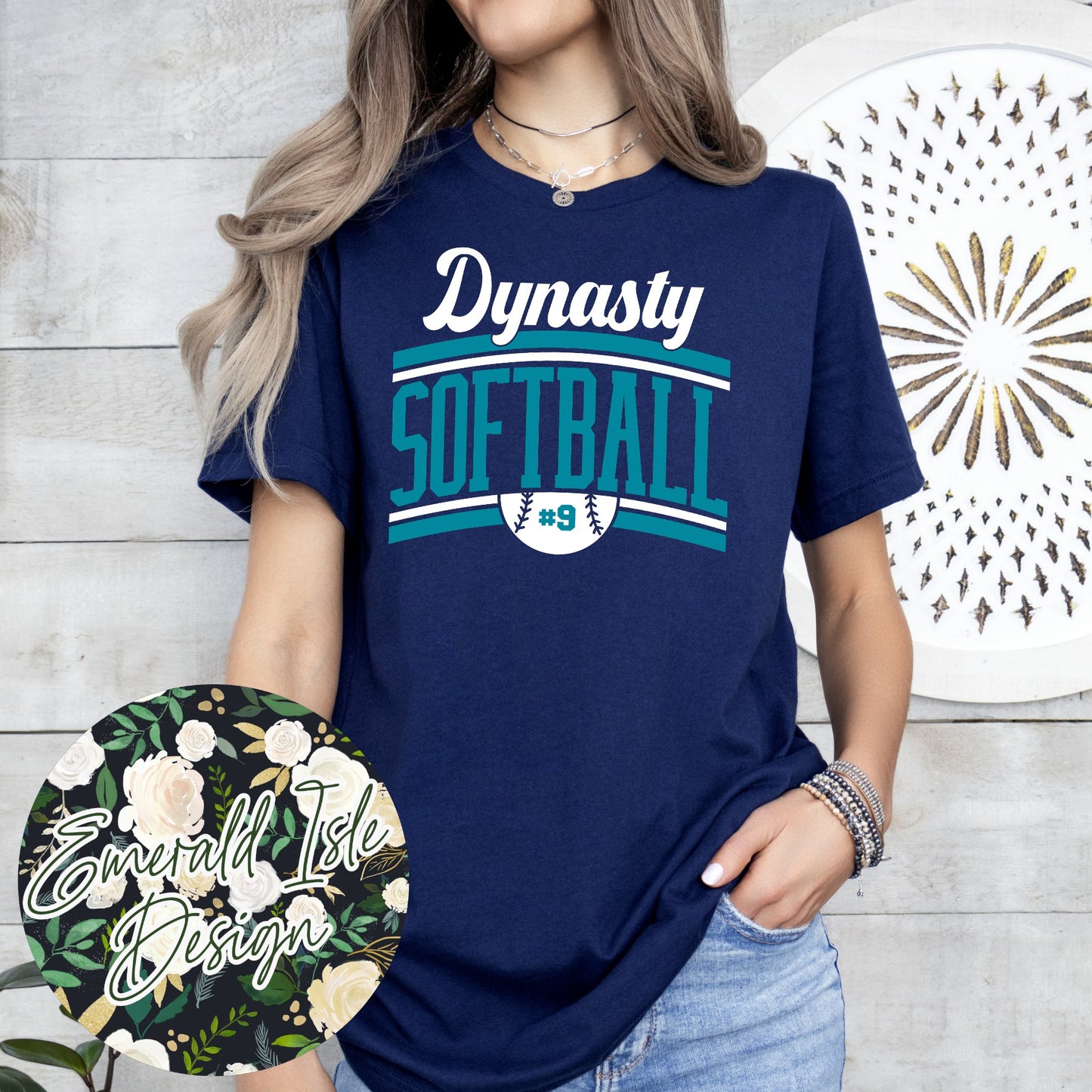 Dynasty Curved Softball Design with CUSTOM NUMBER