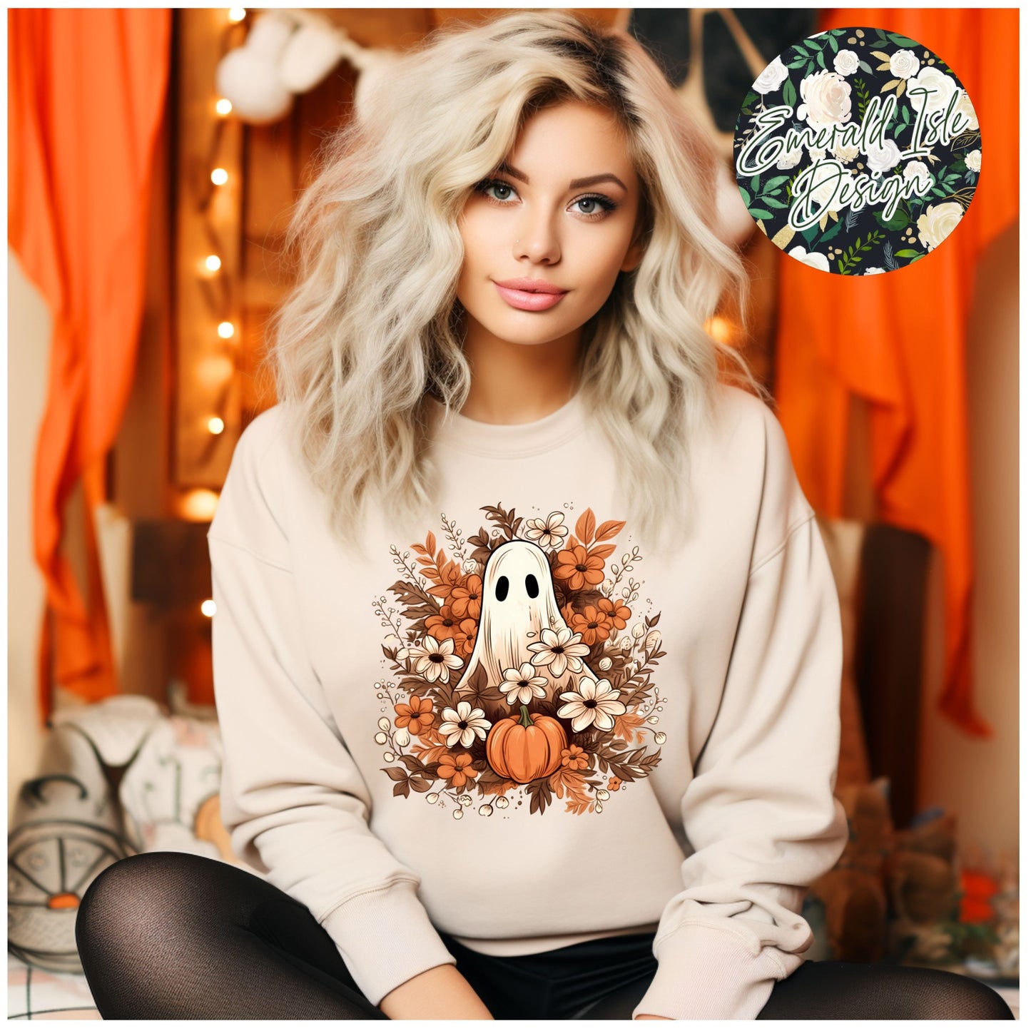 Fall Floral Ghost Design
