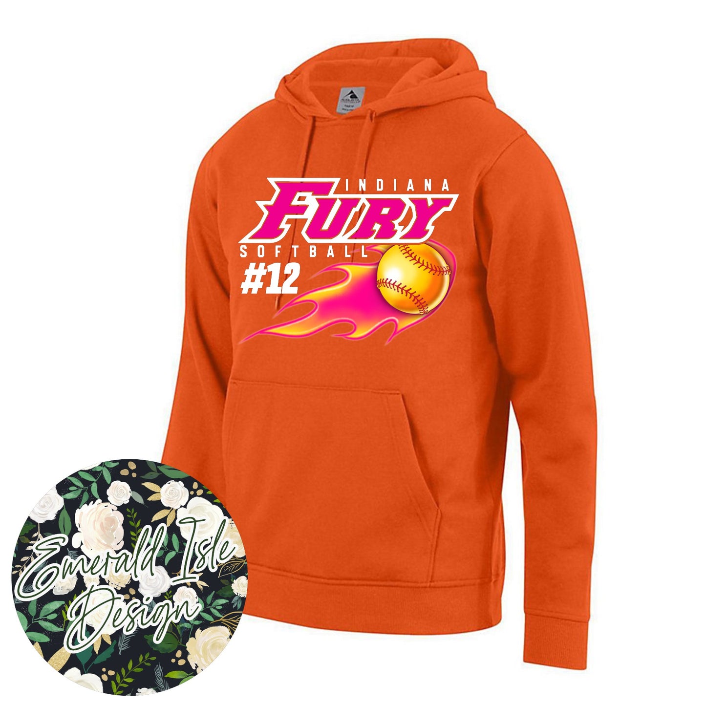 **Custom Number** Fire Softball Indiana Fury Design on Augusta Performance Sportswear