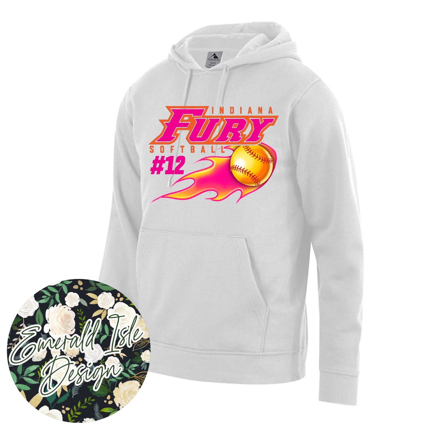 **Custom Number** Fire Softball Indiana Fury Design on Augusta Performance Sportswear