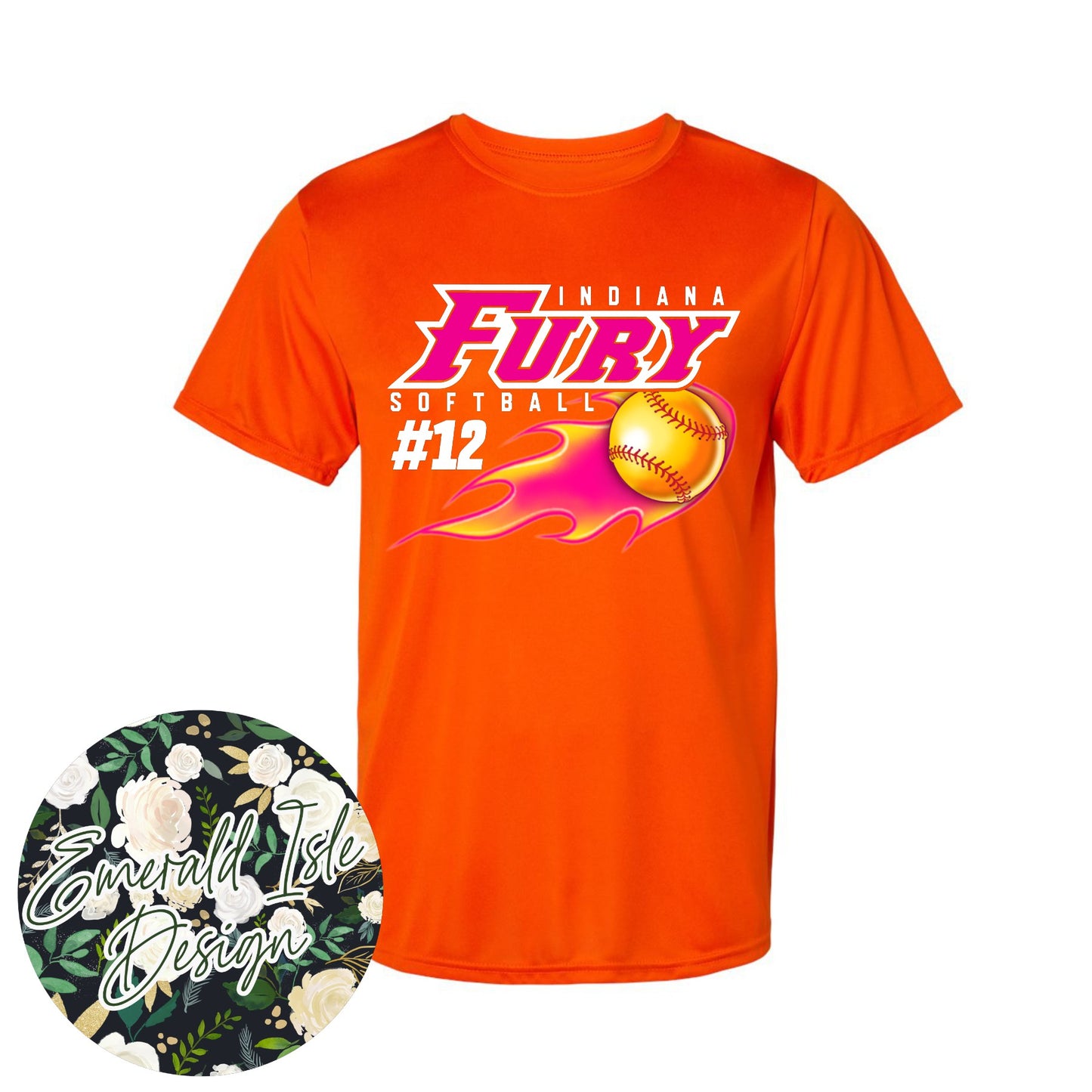 **Custom Number** Fire Softball Indiana Fury Design on Augusta Performance Sportswear