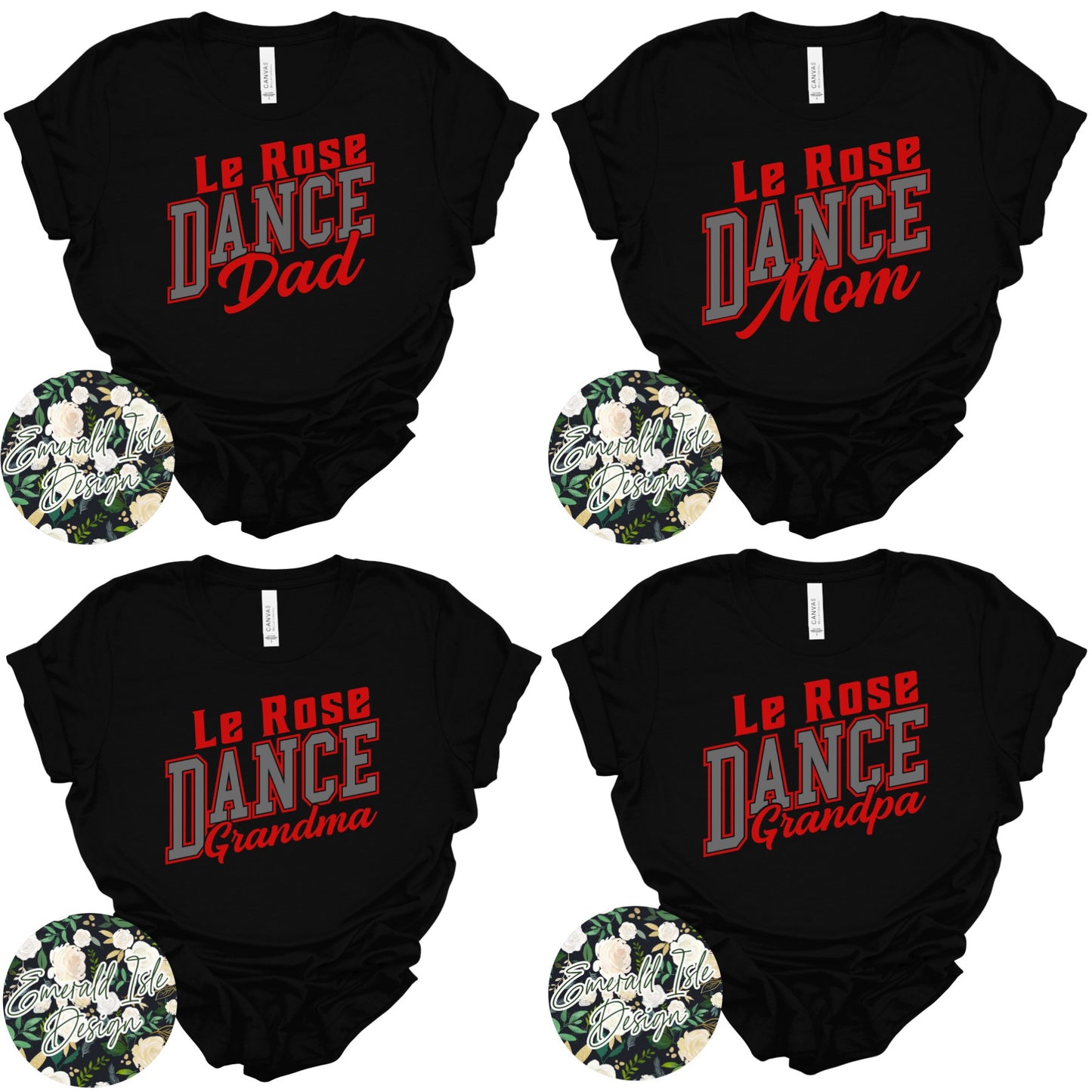CUSTOM Flat Gray Le Rose Dance Family Member Design