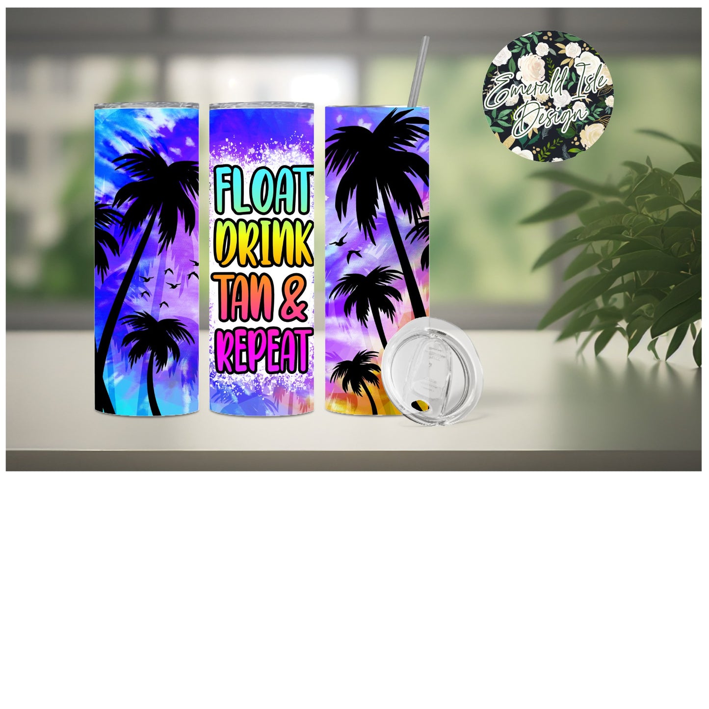 Float Drink Tan & Repeat Purples Tumbler OR 4 in 1 Can Cooler