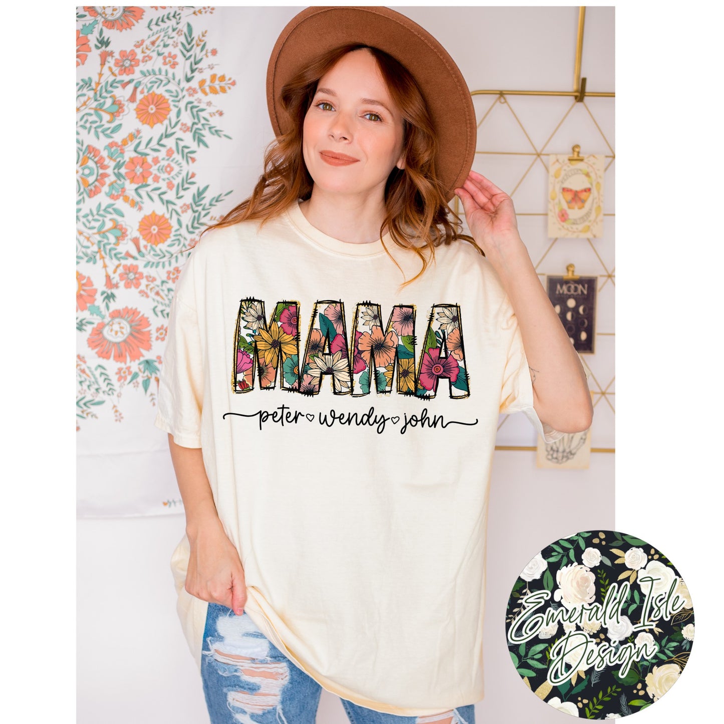 **CUSTOM** Floral Mama/Grandma/GiGi/Mimi/Mamaw/Nana with Children's Names