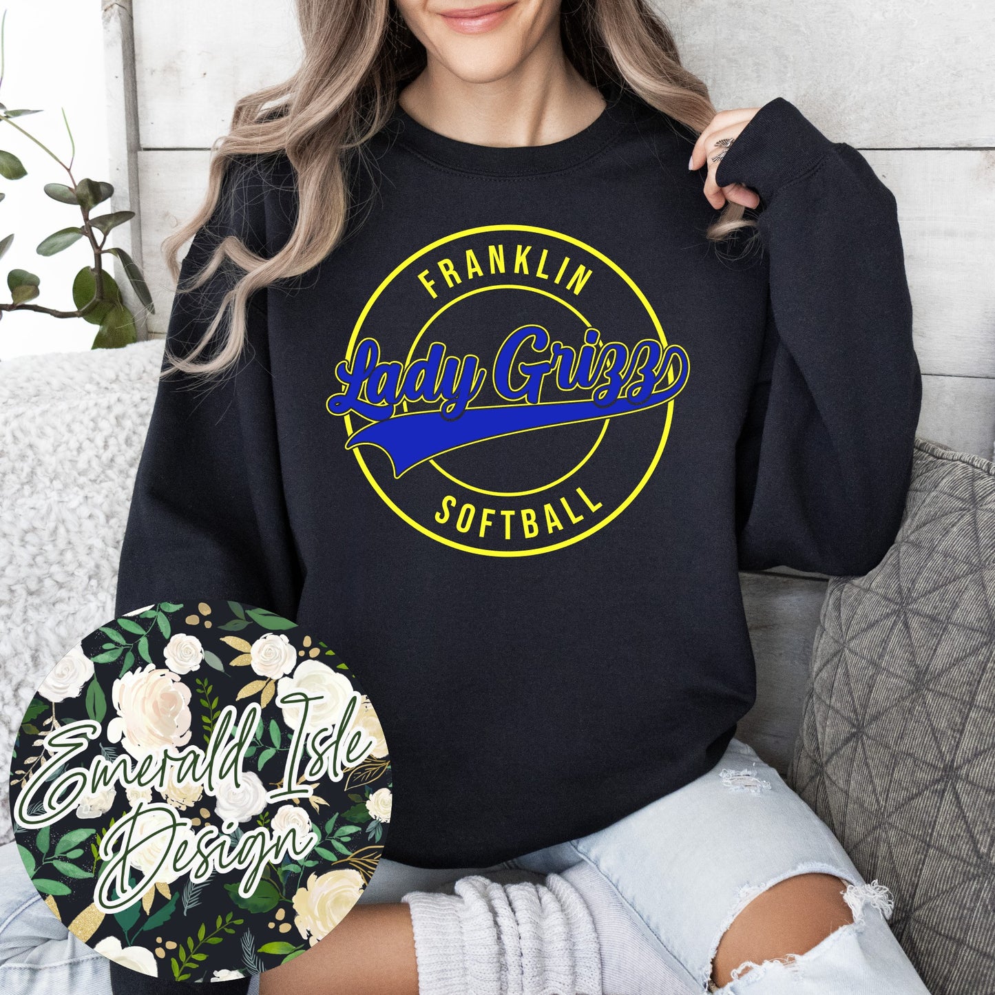 Franklin Lady Grizz Softball Metallic Puff Design