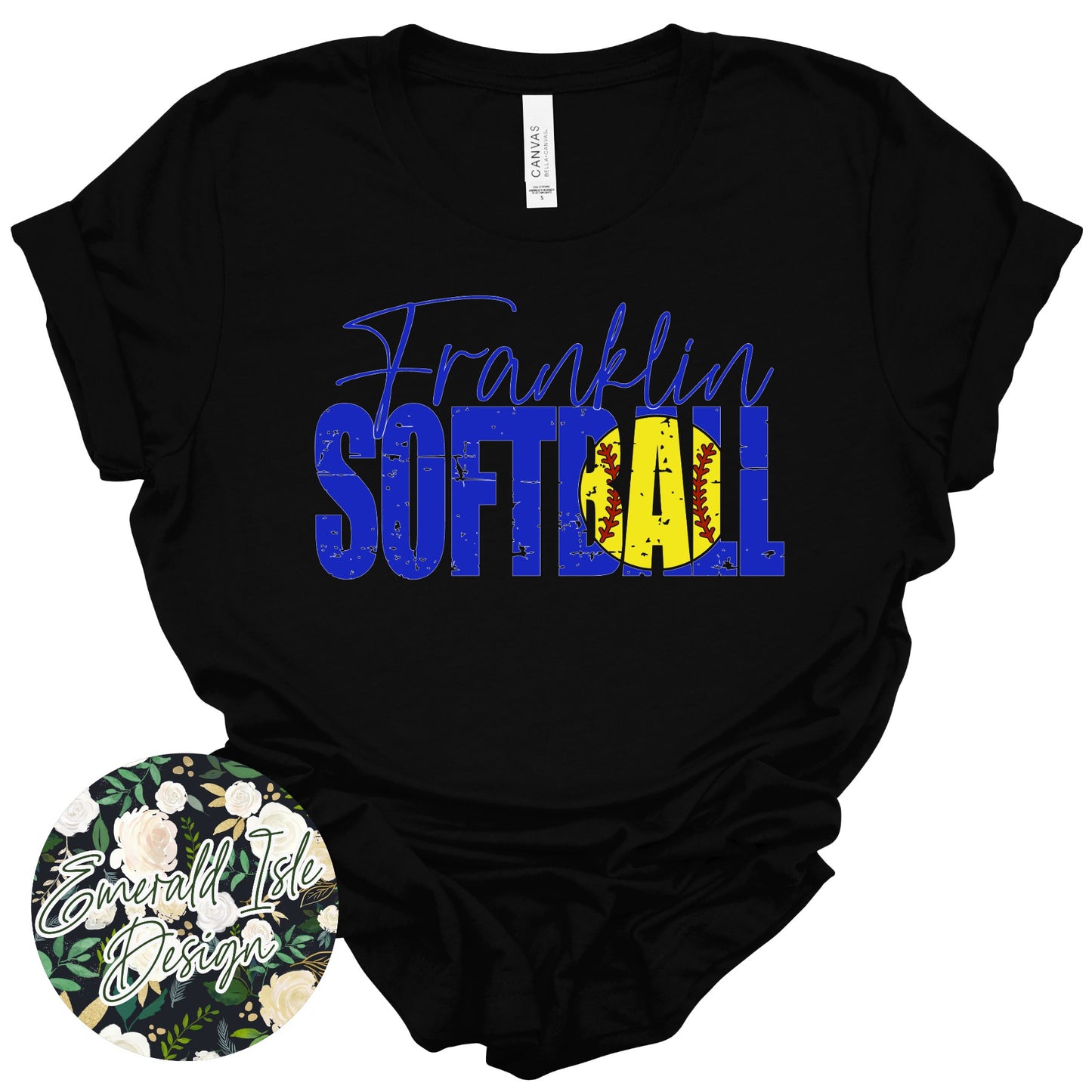 Franklin Distressed Softball Design