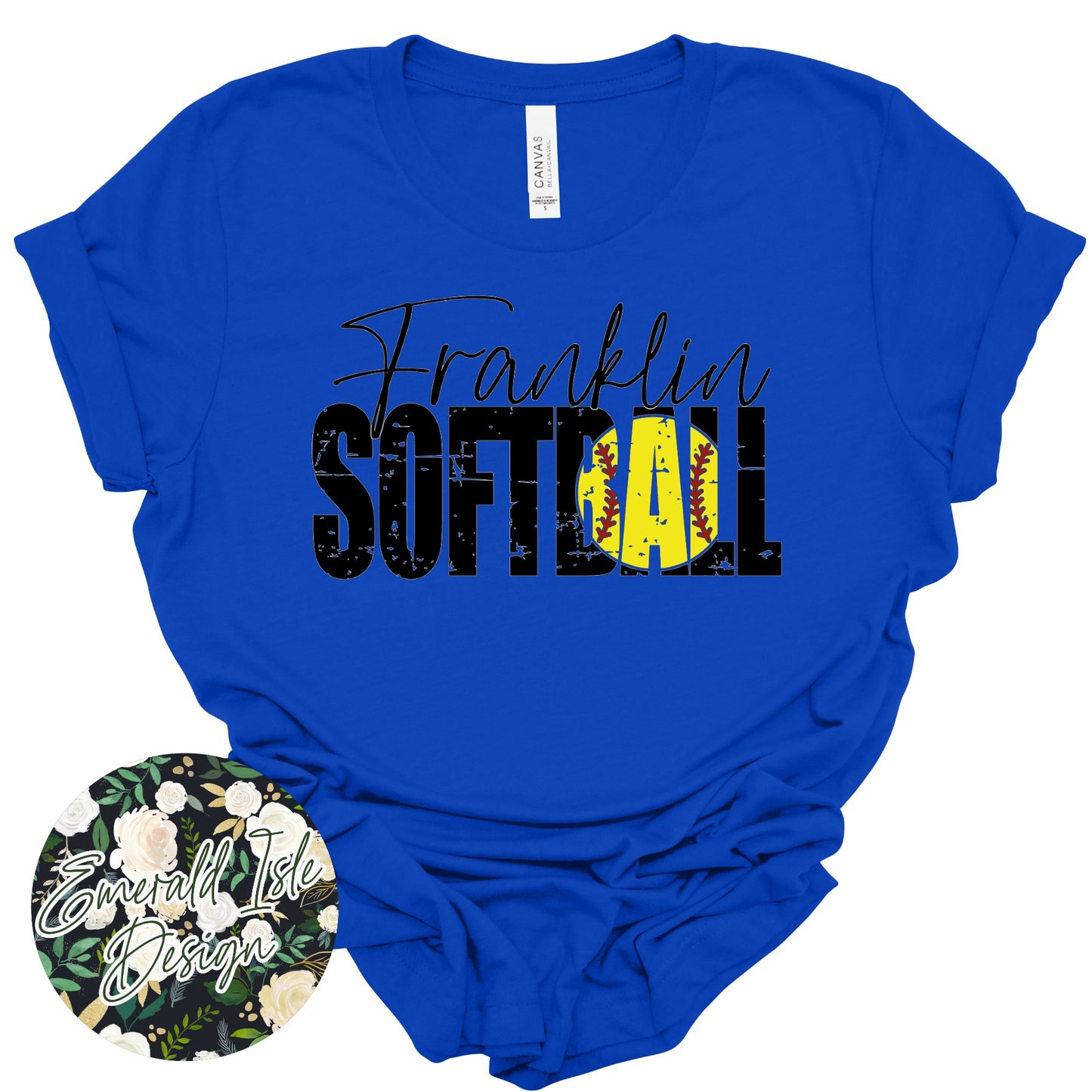 Franklin Distressed Softball Design
