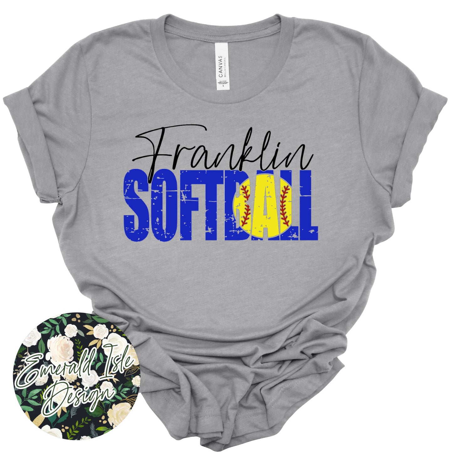 Franklin Distressed Softball Design