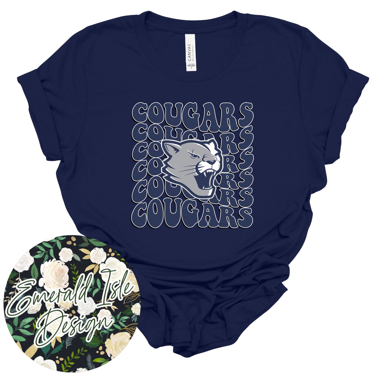 Greenwood Christian Academy Cougars Groovy Repeat Design
