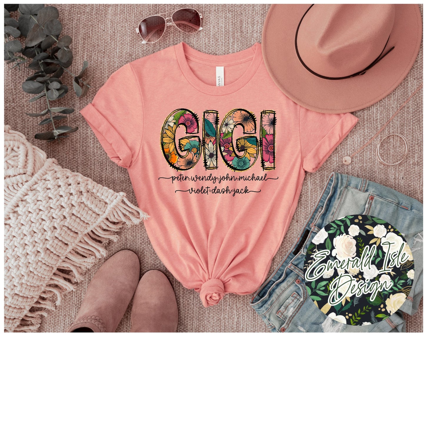 **CUSTOM** Floral Mama/Grandma/GiGi/Mimi/Mamaw/Nana with Children's Names