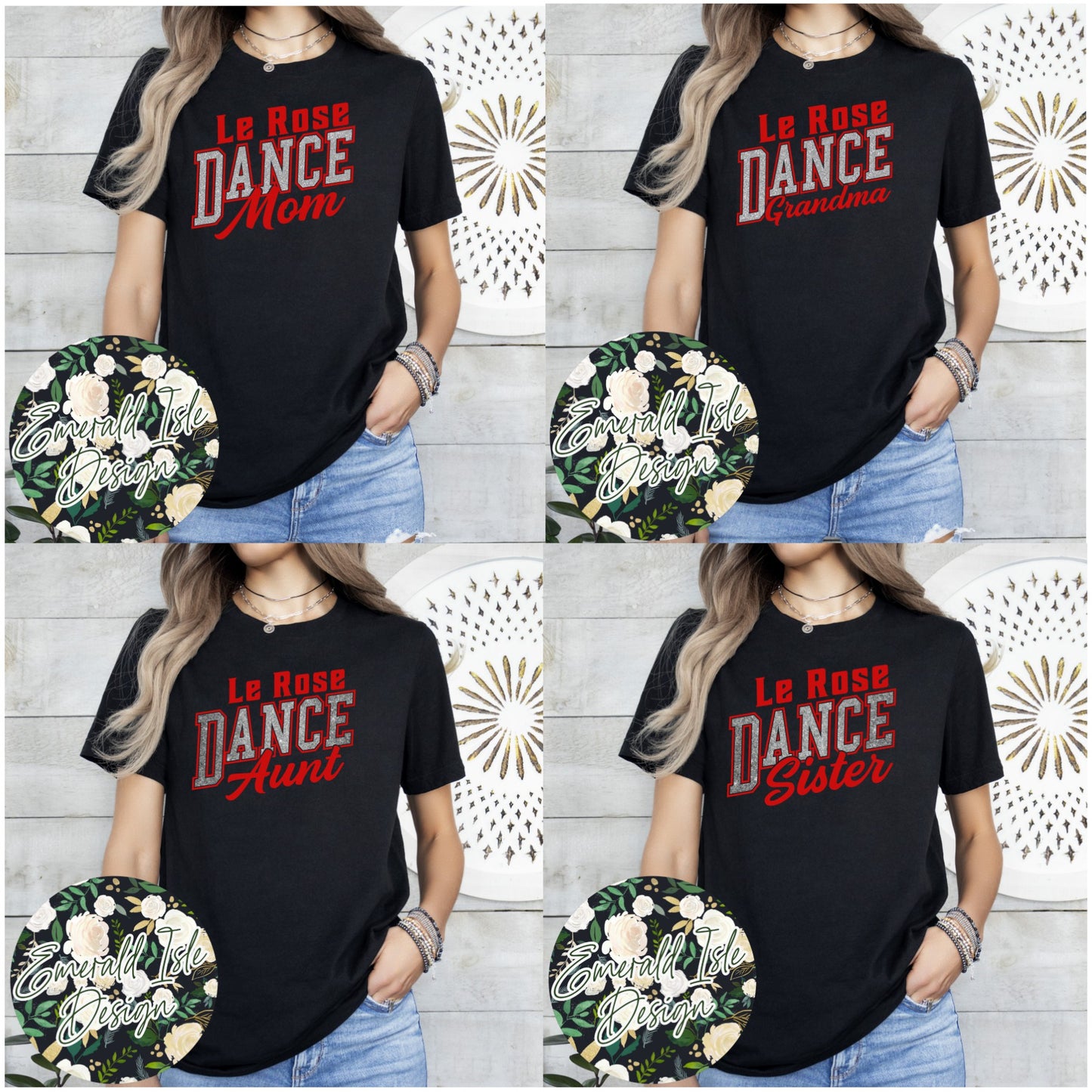 CUSTOM **SILVER GLITTER DANCE** Le Rose Dance Family Member Design