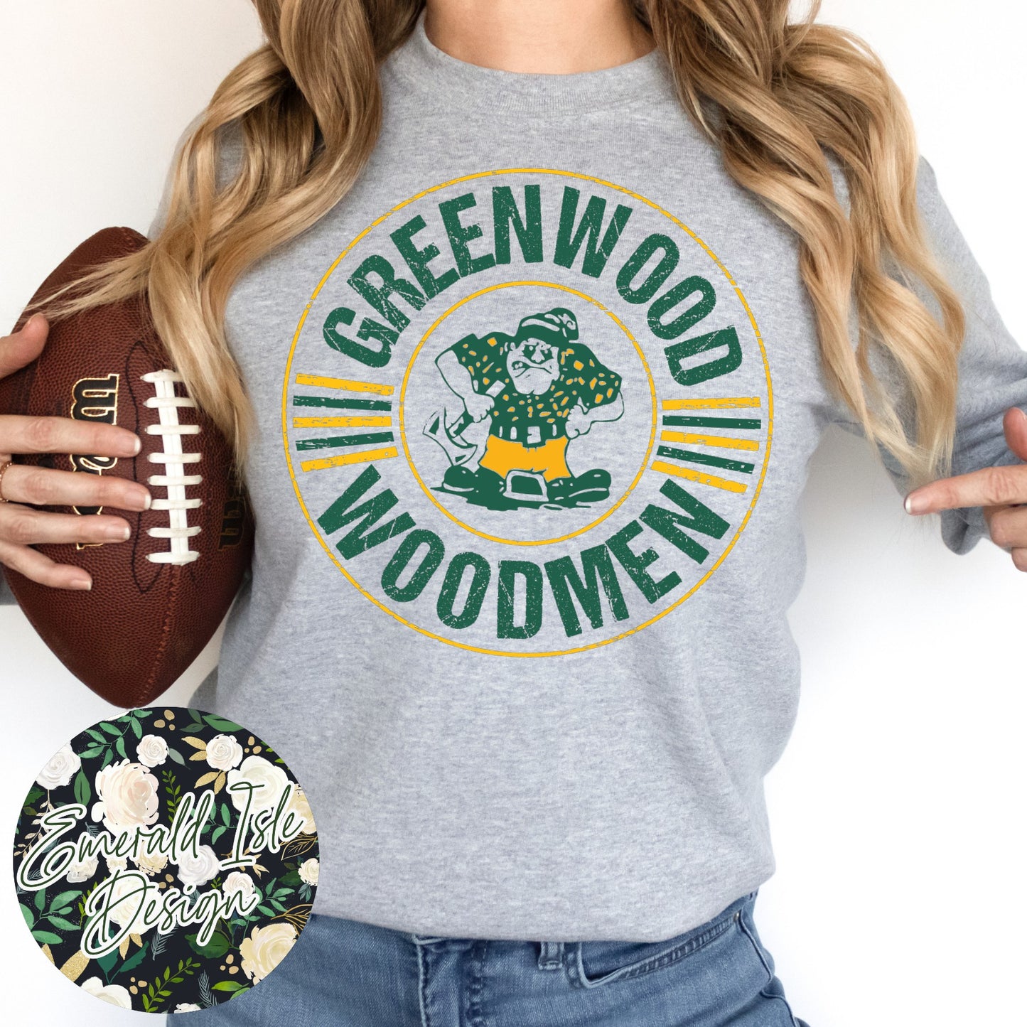 Greenwood Woodmen Distressed Circle Design