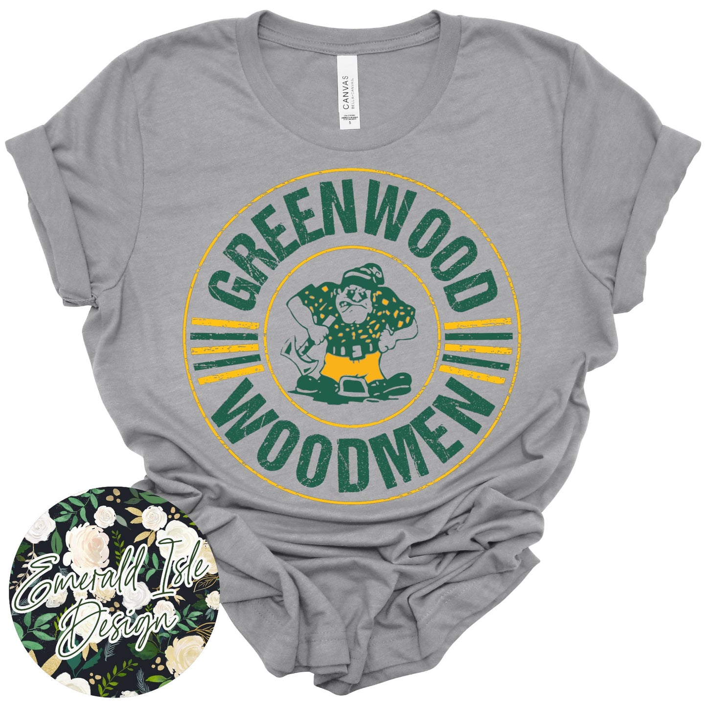 Greenwood Woodmen Distressed Circle Design